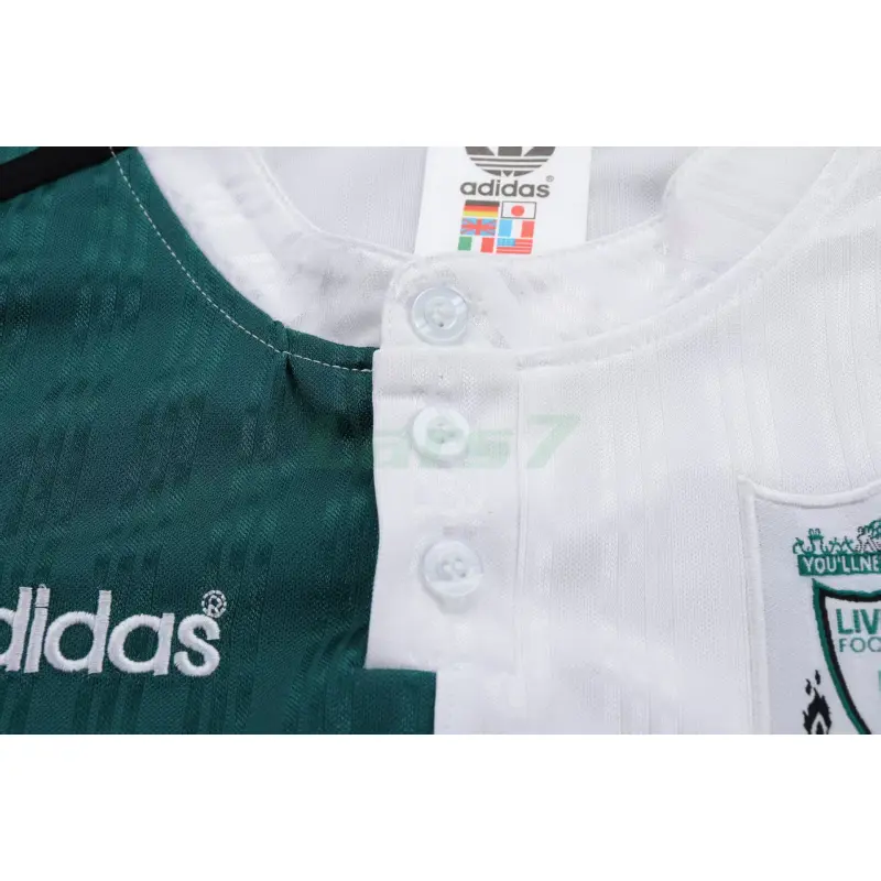 Camiseta Liverpool 2ª Equipación Retro 1995/96 Blanco/Verde Niño Kit