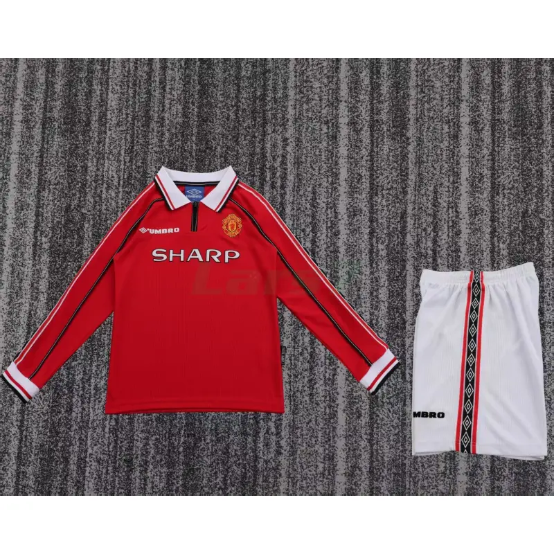 Camiseta Manchester United 1ª Equipación Retro 1989/99 ML Rojo Niño Kit