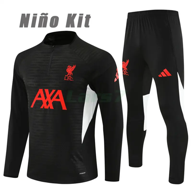 Sudadera De Entrenamiento Liverpool 2025/2026 Niño Kit Negro/Blanco (EDICIÓN JUGADOR)