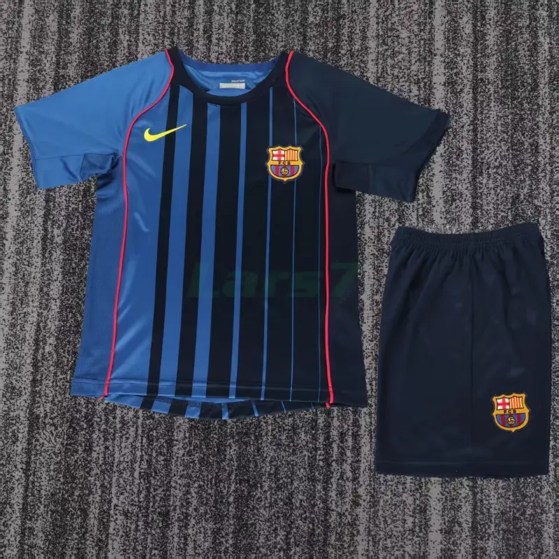 Camiseta Barcelona 2ª Equipación Retro 2004/05 Azul/Azul Marino Niño Kit