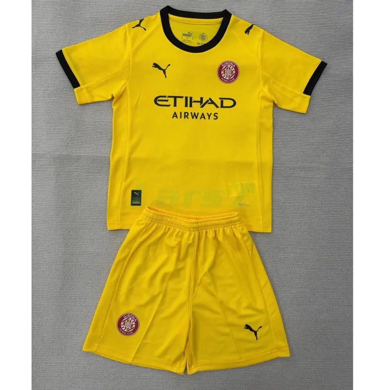 Camiseta Girona 2ª Equipación 2025/2026 Amarillo Niño Kit
