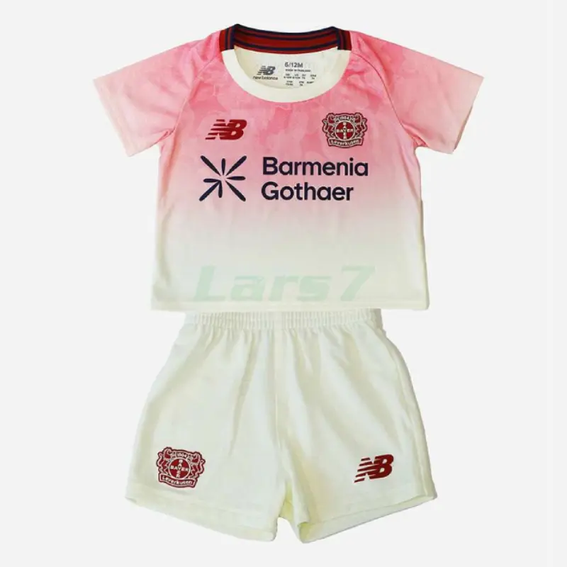Camiseta Leverkusen 2ª Equipación 2025/2026 Blanco/Rosa Niño Kit