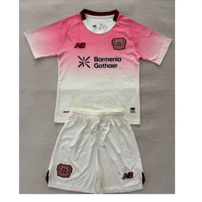 Camiseta Leverkusen 2ª Equipación 2025/2026 Blanco/Rosa Niño Kit