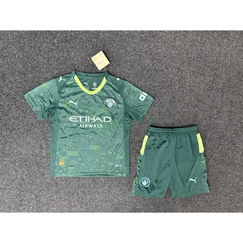 Camiseta Manchester City 4ª Equipación 2025/2026 Verde Niño Kit