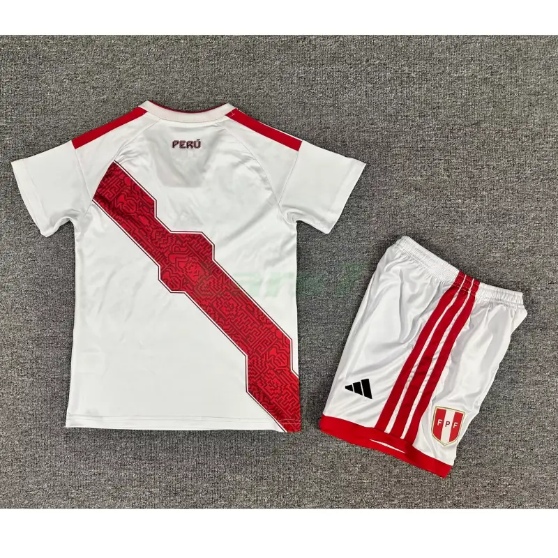 Camiseta Perú 1ª Equipación Mundial 2026 Blanco Niño Kit