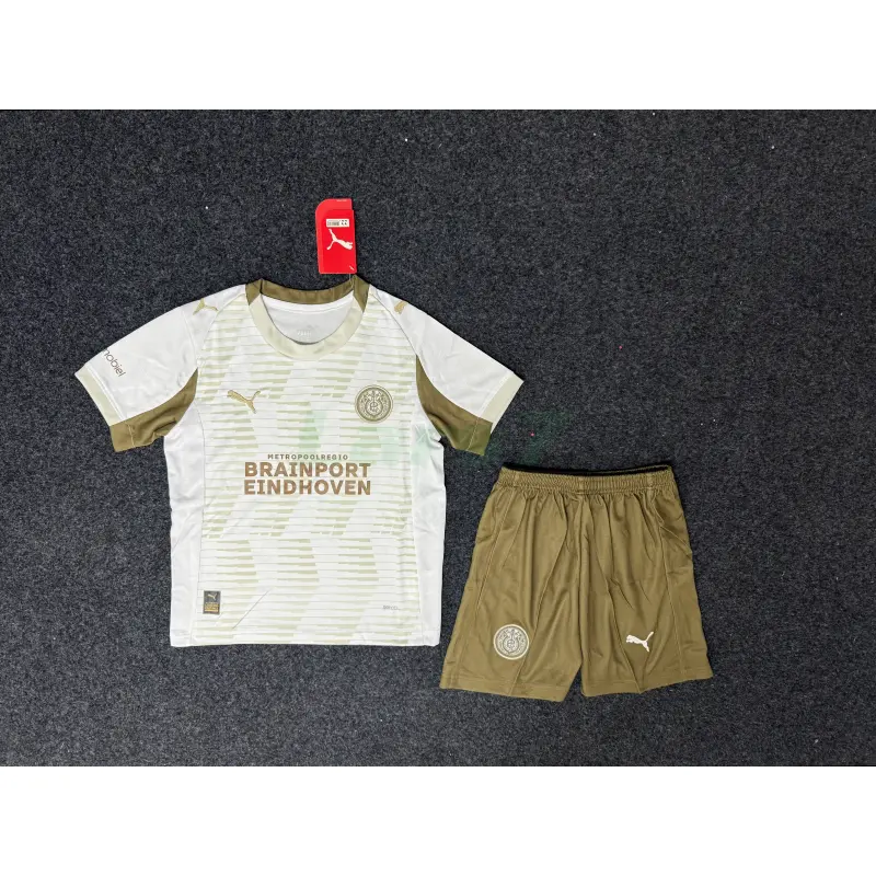 Camiseta PSV Eindhoven 3ª Equipación 2025/2026 Beige Niño Kit
