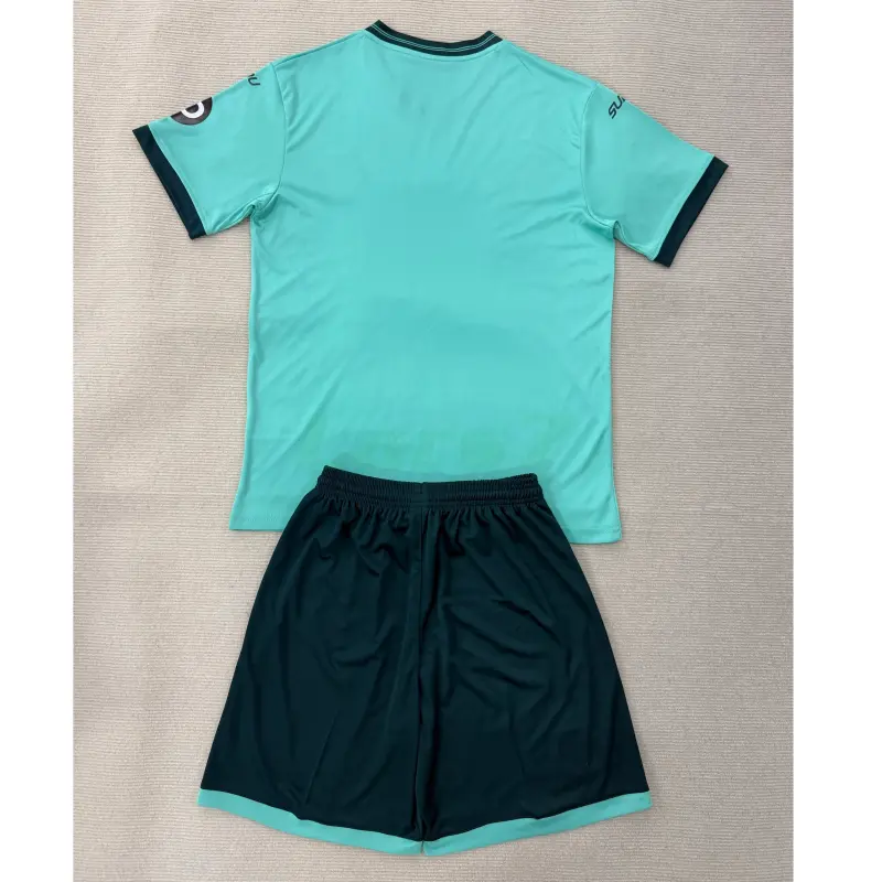 Camiseta Wolverhampton Wanderers 2ª Equipación 2025/2026 Verde Azulado Niño Kit