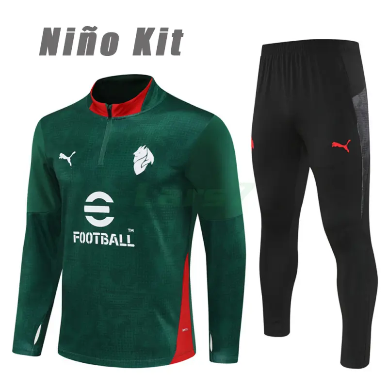 Sudadera De Entrenamiento AC Milan 2025/2026 Niño Kit Verde con Estampado