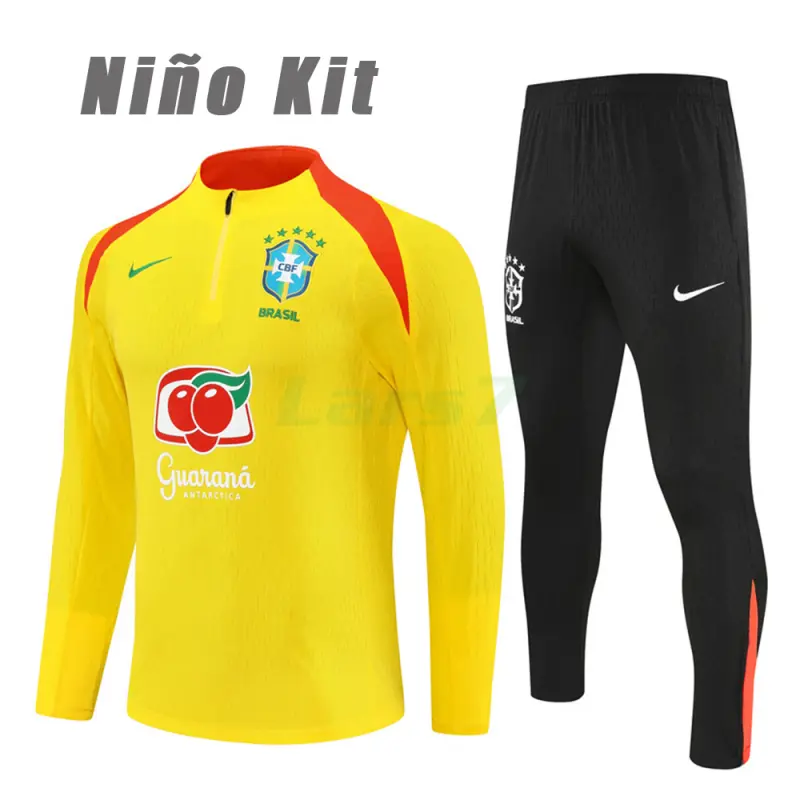 Sudadera De Entrenamiento Brasil 2025/2026 Niño Kit Amarillo (EDICIÓN JUGADOR)