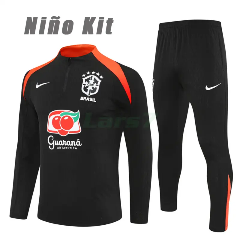 Sudadera De Entrenamiento Brasil 2025/2026 Niño Kit Negro (EDICIÓN JUGADOR)