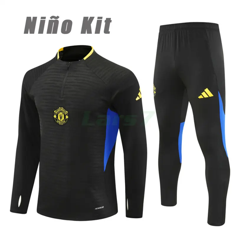 Sudadera De Entrenamiento Manchester United 2025/2026 Niño Kit Negro (EDICIÓN JUGADOR)