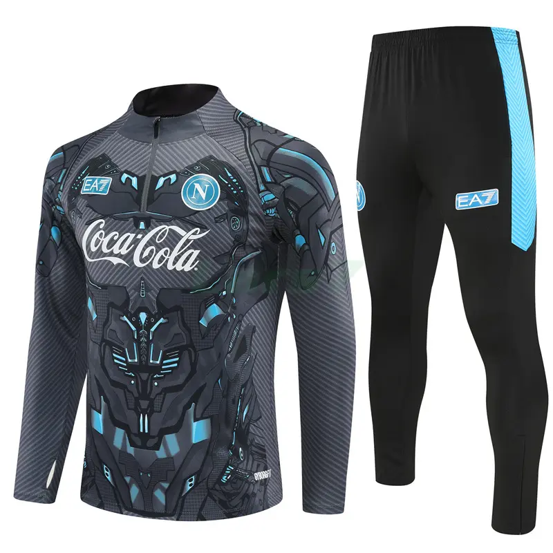 Sudadera De Entrenamiento Napoli 2025/2026 Kit Negro/Gris con Estampado