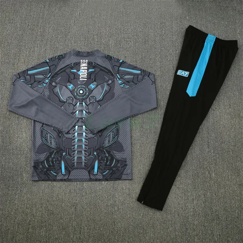 Sudadera De Entrenamiento Napoli 2025/2026 Kit Negro/Gris con Estampado