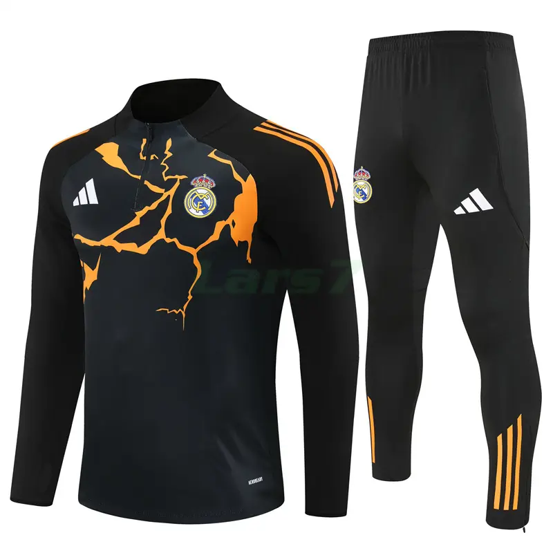 Sudadera De Entrenamiento Real Madrid 2025/2026 Kit Negro/Naranja (EDICIÓN JUGADOR)
