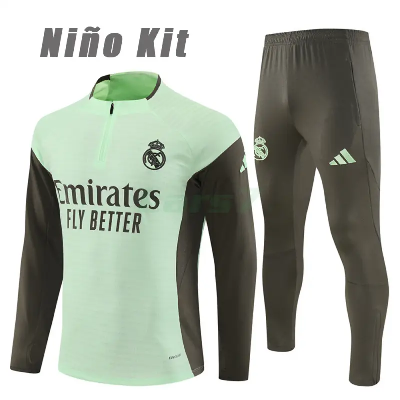 Sudadera De Entrenamiento Real Madrid 2025/2026 Niño Kit Verde Menta (EDICIÓN JUGADOR)