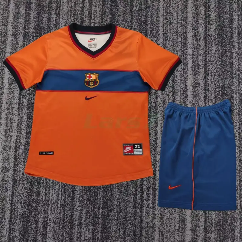 Camiseta Barcelona 3ª Equipación Retro 1998/99 Naranja Niño Kit