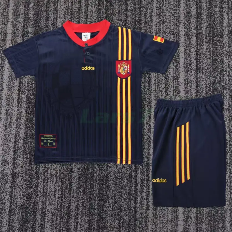 Camiseta España 2ª Equipación Retro 1996 Azul Niño Kit