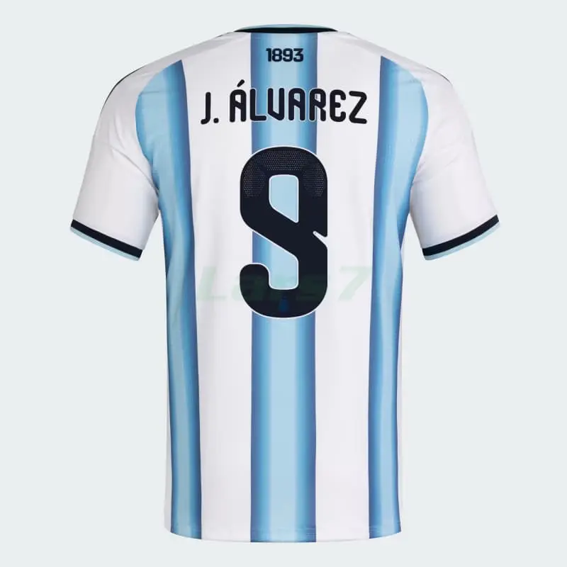 Camiseta J.Álvarez 9 Argentina 1ª Equipación 2026 Azul/Blanco