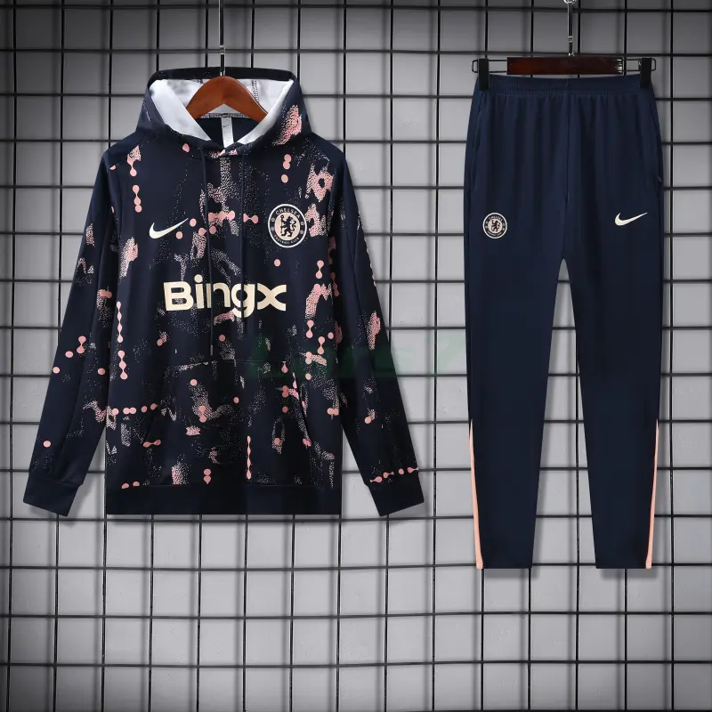 Sudadera de Entrenamiento Chelsea 2025/2026 con Capucha Kit Negro con Estampado