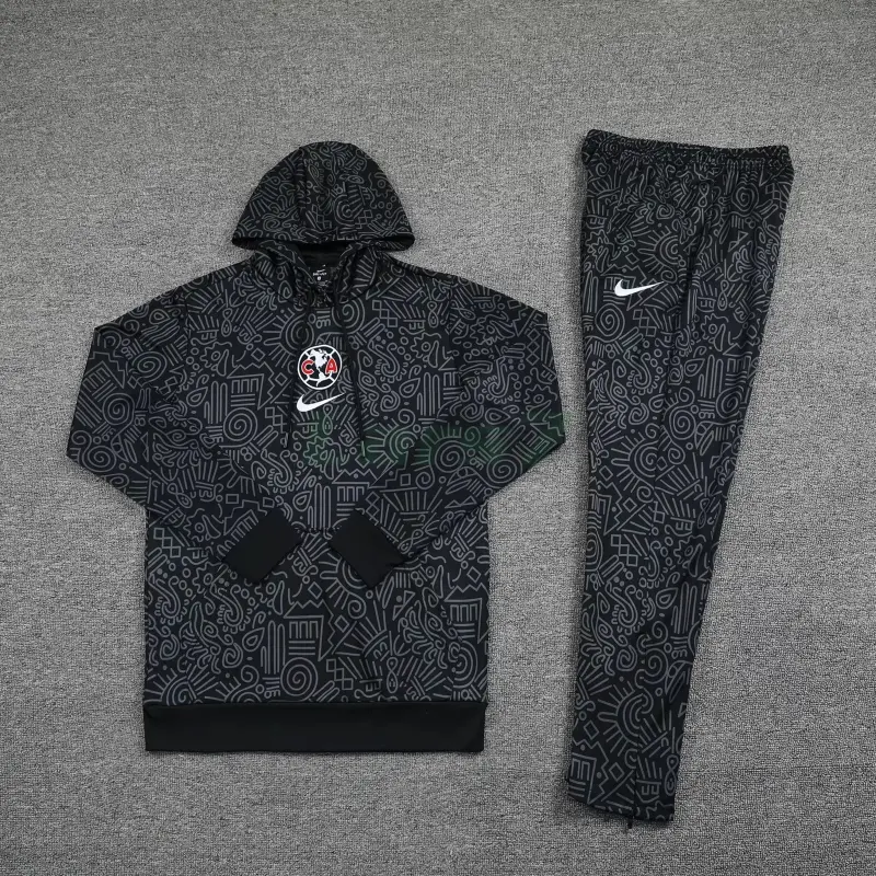 Sudadera de Entrenamiento Club America 2025/2026 con Capucha Kit Negro con Estampado