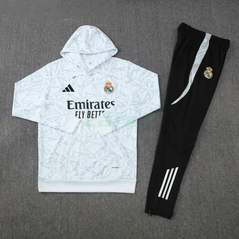 Sudadera de Entrenamiento Real Madrid 2025/2026 con Capucha Kit Blanco con Estampado
