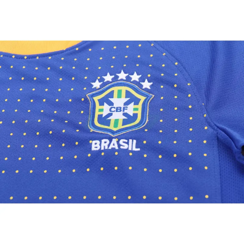 Camiseta Brasil 2ª Equipación Retro 2010 Azul Niño Kit