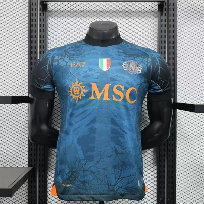 Camiseta Napoli 2025/2026 Edición Especial de Halloween Azul (EDICIÓN JUGADOR)