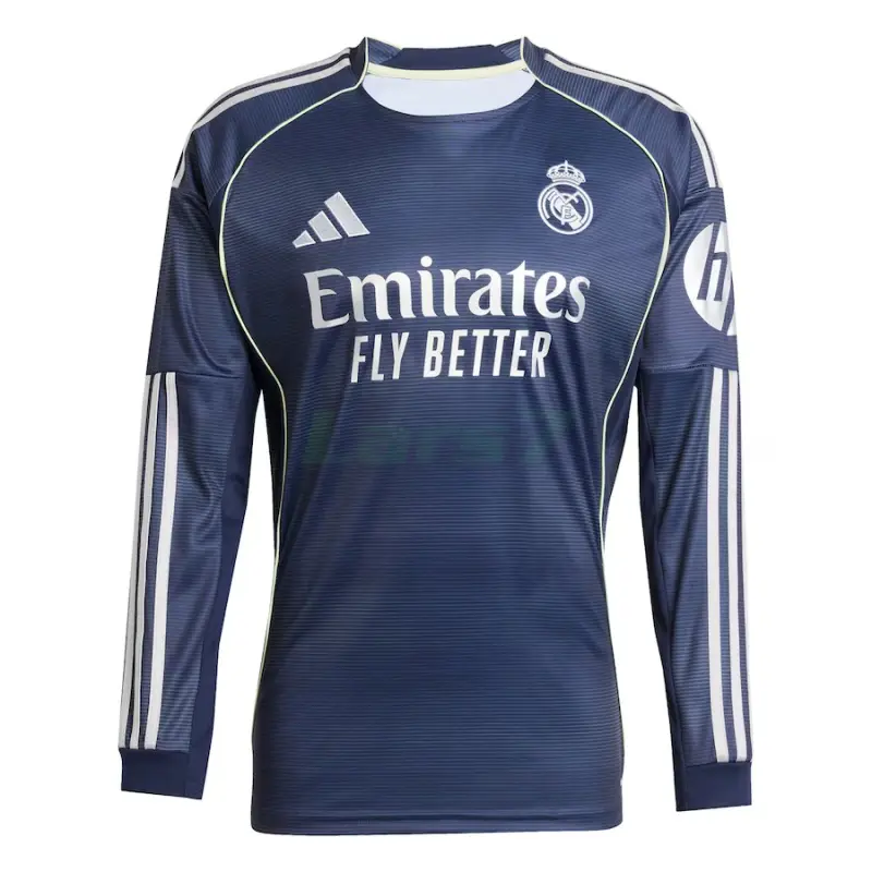 Camiseta Real Madrid 2ª Equipación 2025/2026 ML Azul Marino con Parche HP