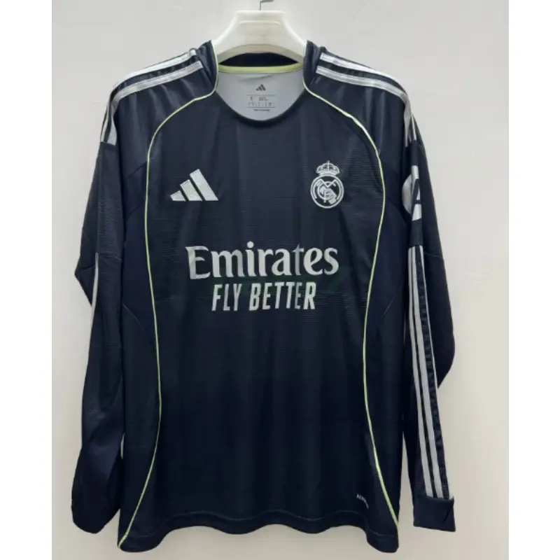 Camiseta Real Madrid 2ª Equipación 2025/2026 ML Azul Marino con Parche HP