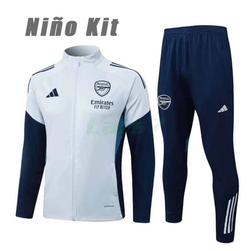 Chandal Arsenal 2025/2026 Niño Gris Claro/Azul Oscuro