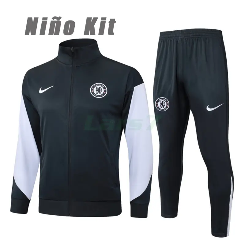 Chandal Chelsea 2025/2026 Niño Gris Oscuro/Blanco