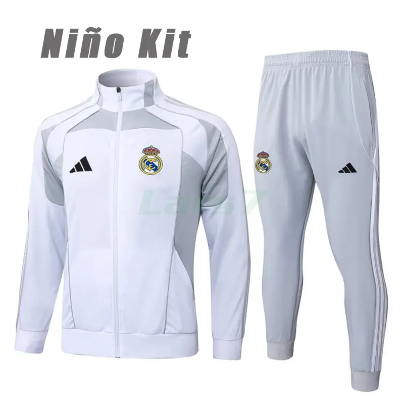 Chandal Real Madrid 2025/2026 Niño Blanco/Gris