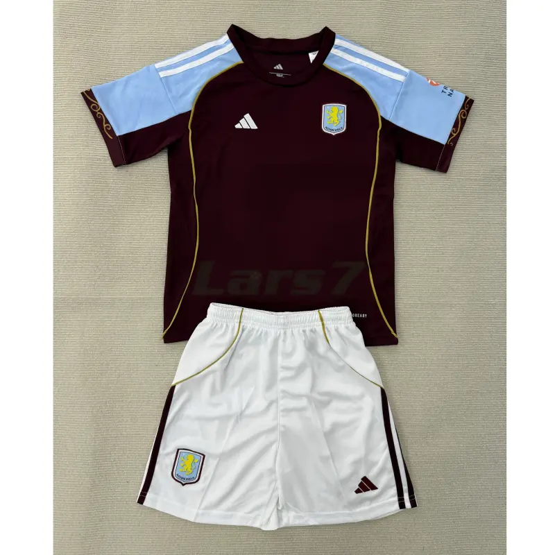 Camiseta Aston Villa 1ª Equipación 2025/2026 Rojo Oscuro Niño Kit