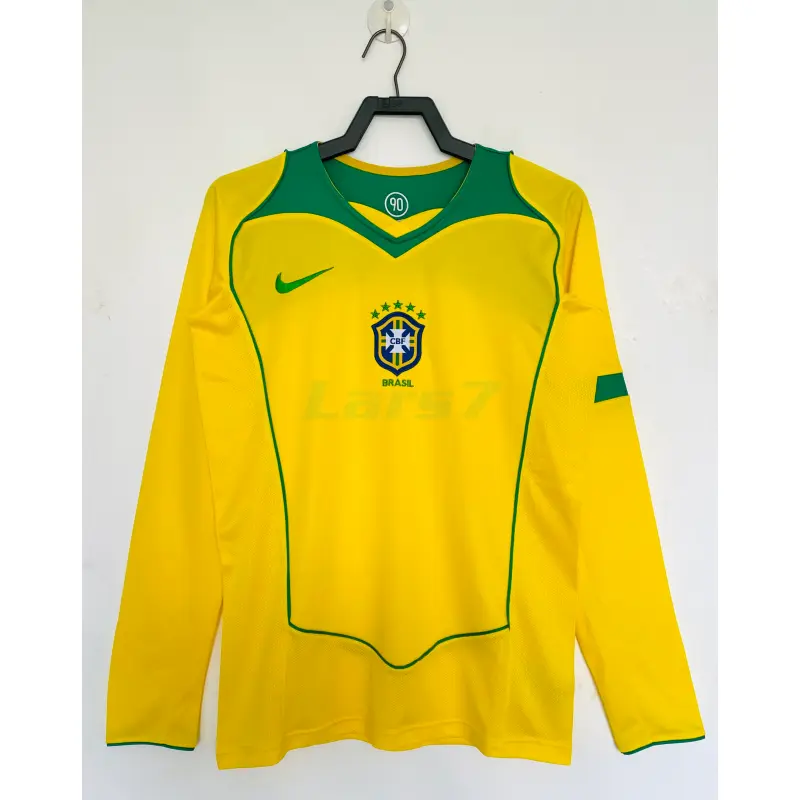 Camiseta Brasil 1ª Equipación Retro 2004 ML Amarillo