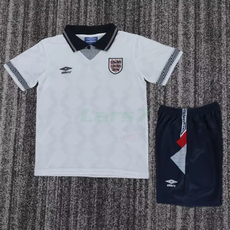 Camiseta Inglaterra 1ª Equipación Retro 1990 Blanco Niño Kit