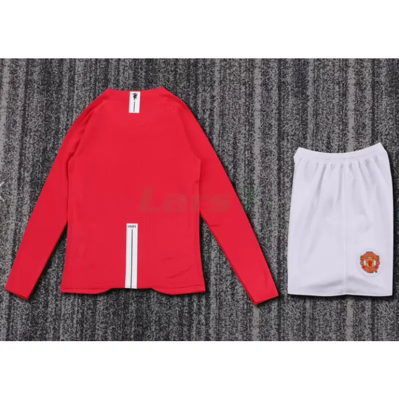 Camiseta Manchester United 1ª Equipación Retro 2007/08 ML Rojo Niño Kit