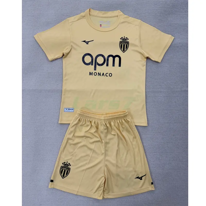 Camiseta Monaco 3ª Equipación 2025/2026 Amarillo Claro Niño Kit
