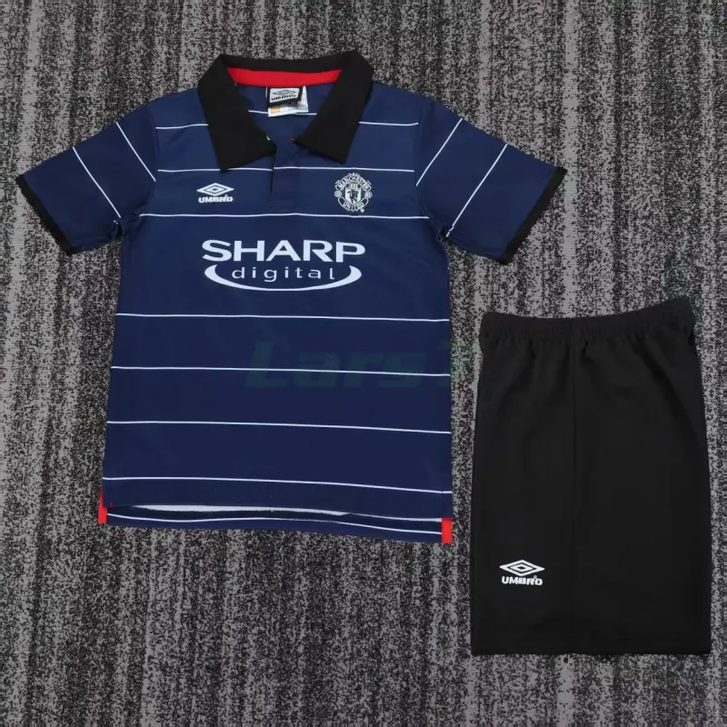 Camiseta Manchester United 2ª Equipación Retro 1999/00 Azul Oscuro Niño Kit