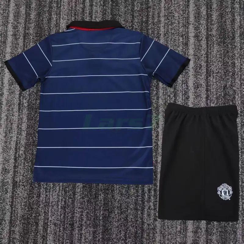 Camiseta Manchester United 2ª Equipación Retro 1999/00 Azul Oscuro Niño Kit
