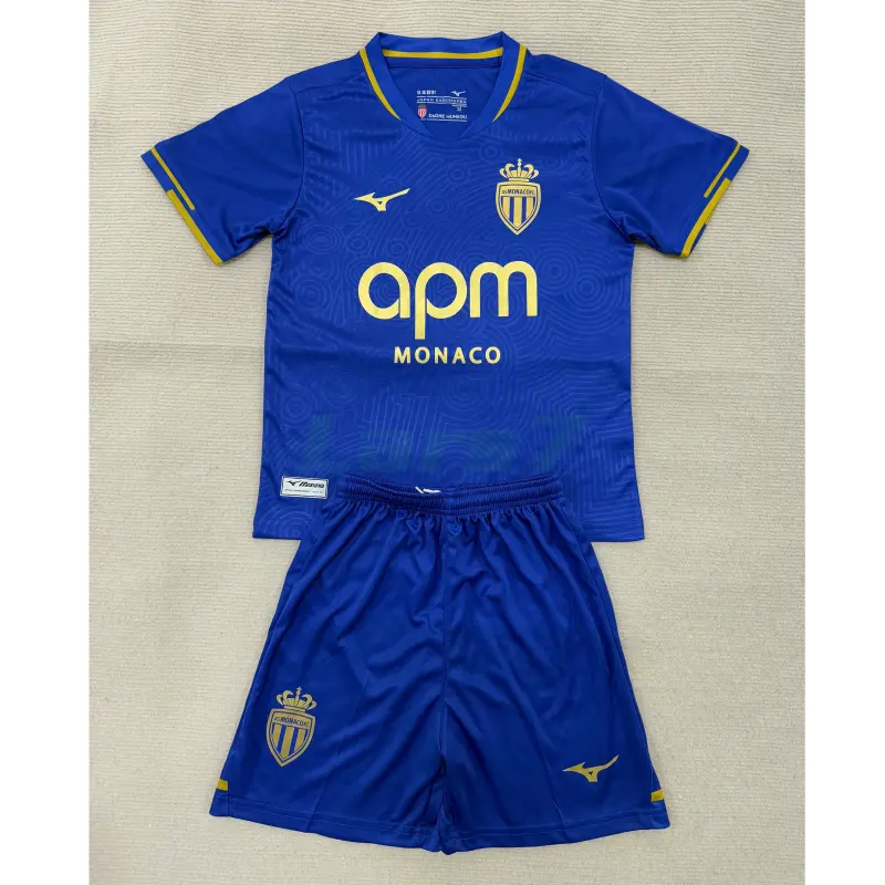 Camiseta Monaco 2ª Equipación 2025/2026 Azul/Dorado Niño Kit