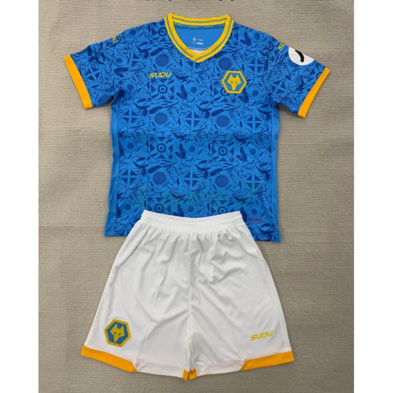 Camiseta Wolverhampton Wanderers 3ª Equipación 2025/2026 Azul Niño Kit