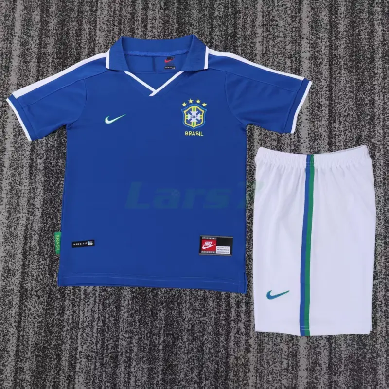Camiseta Brasil 2ª Equipación Retro 1997 Azul Niño Kit