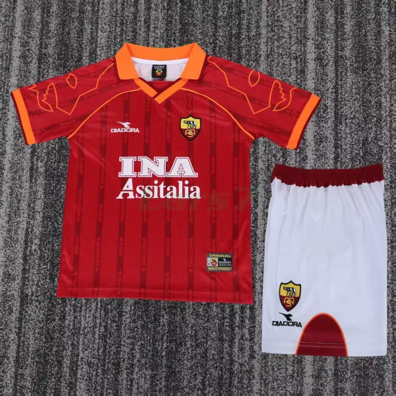 Camiseta AS Roma 1ª Equipación Retro 1999/00 Rojo Niño Kit