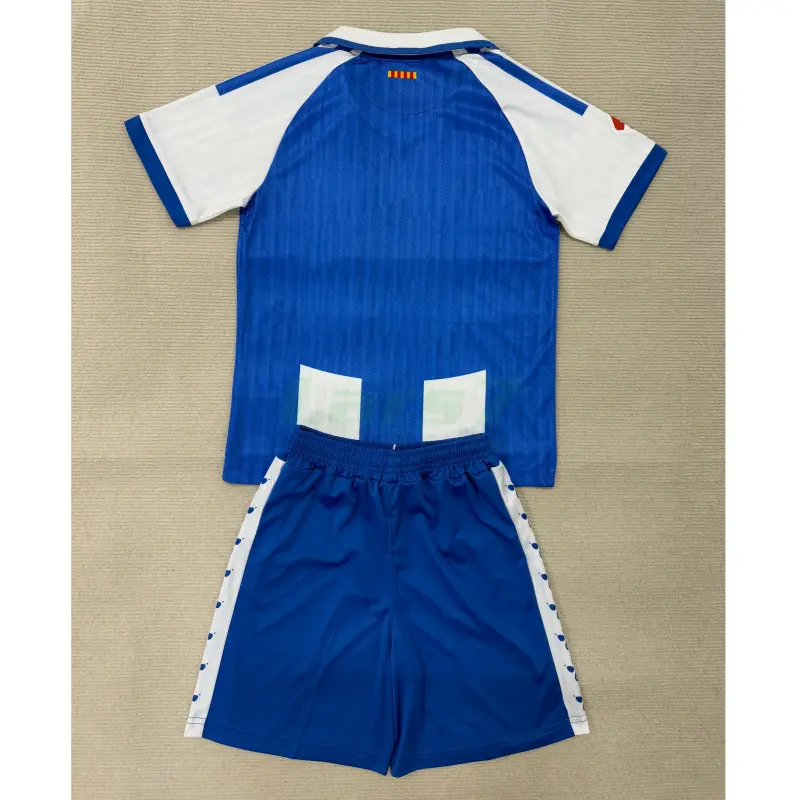Camiseta Espanyol 1ª Equipación 2025/2026 Azul/Blanco Niño Kit con Parche La Liga