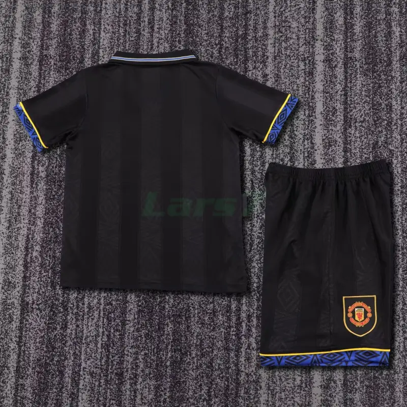 Camiseta Manchester United 1ª Equipación Retro 1993/94 Negro Niño Kit