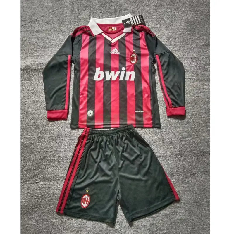 Camiseta AC Milan 1ª Equipación Retro 2009/10 ML Rojo/Negro Niño Kit