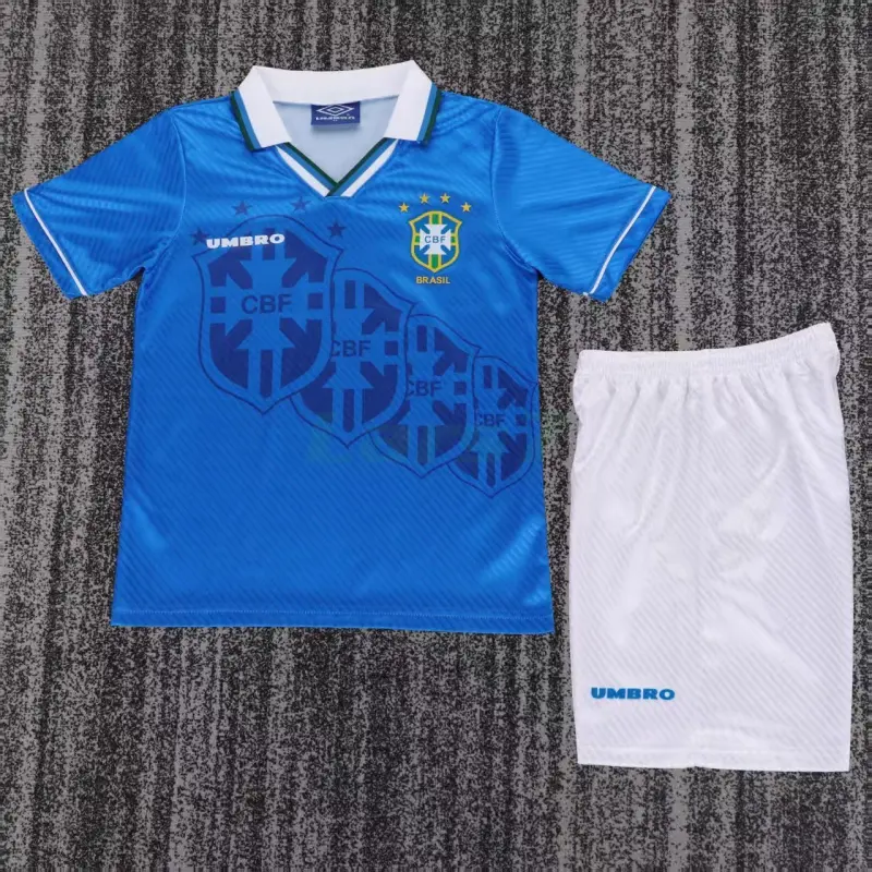 Camiseta Brasil 2ª Equipación Retro 1996 Azul Niño Kit