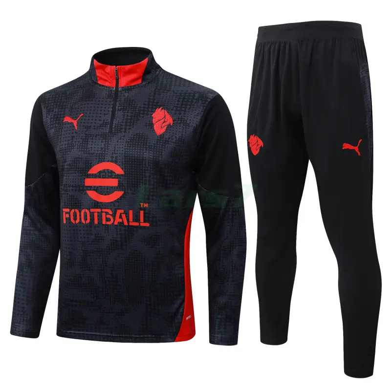 Sudadera De Entrenamiento AC Milan 2025/2026 Kit Negro/Rojo con Estampado