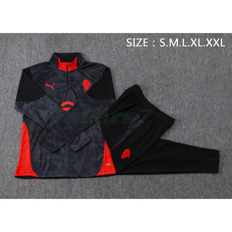 Sudadera De Entrenamiento AC Milan 2025/2026 Kit Negro/Rojo con Estampado
