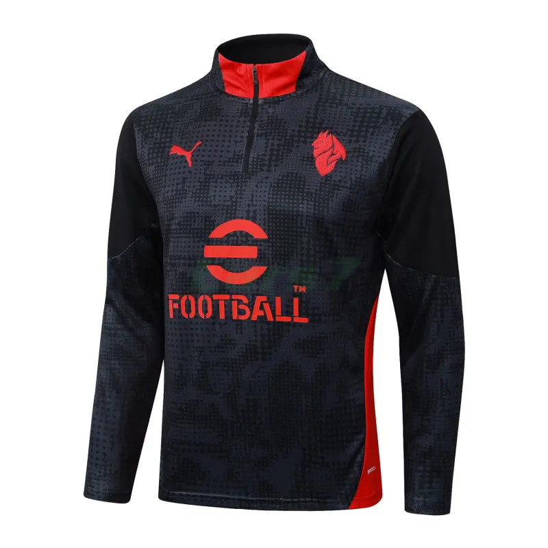 Sudadera De Entrenamiento AC Milan 2025/2026 Negro/Rojo con Estampado